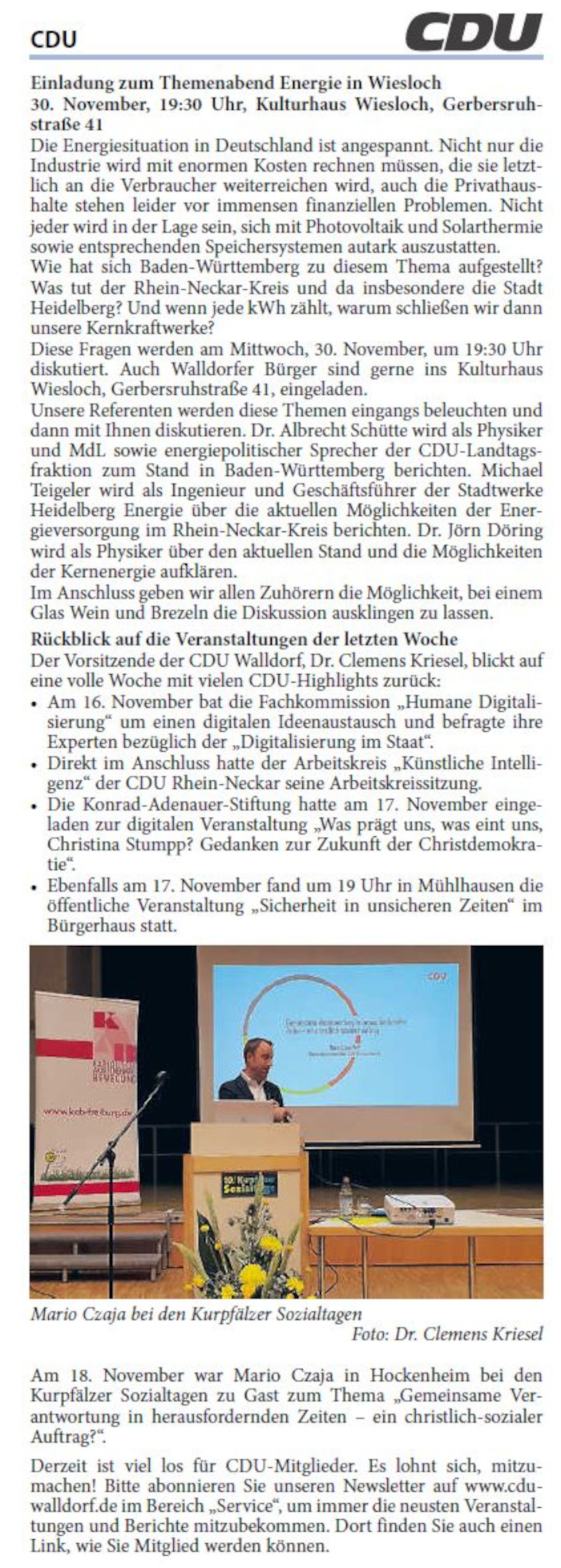Einladung Zum Themenabend Energie In Wiesloch